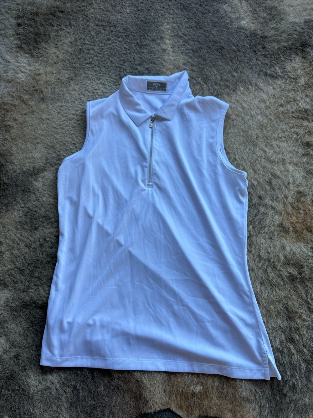 Callaway White Sleeveless Zip Polo Tank